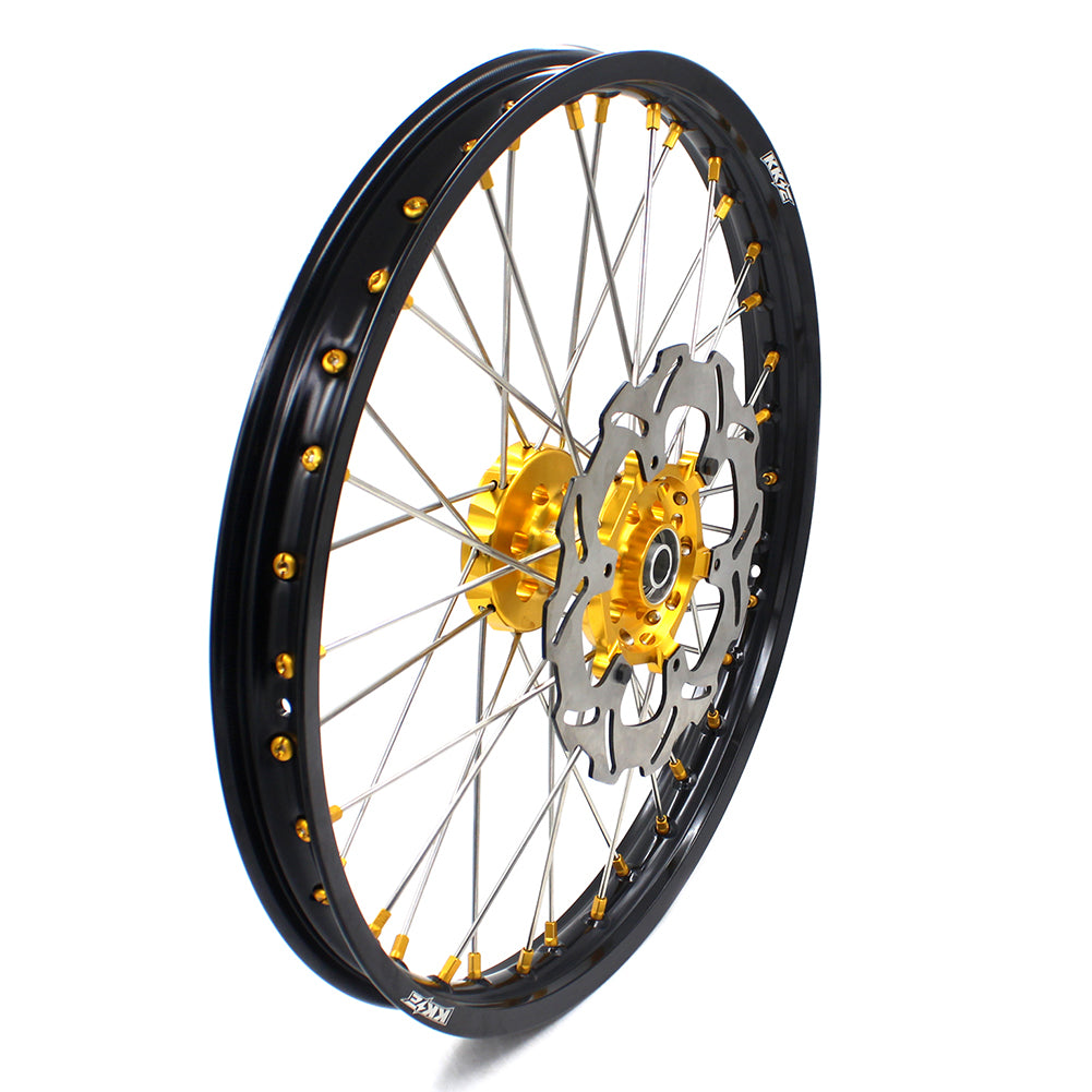 KKE 21 & 19 MX Dirt Bike Rims For SUZUKI RM125 2001-2007 RM250 2008 Gold Nipple
