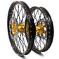 KKE 21/18 CNC ENDURO WHEELS RIMS SET FOR SUZUKI RM125 1996-2007 RM250 1996-2008 GOLD NIPPLE BLACK SPOKE - KKE Racing