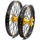 KKE 21/18 CNC ENDURO WHEELS RIMS SET FOR SUZUKI RM125 1996-2007 RM250 1996-2008 GOLD NIPPLE BLACK SPOKE - KKE Racing