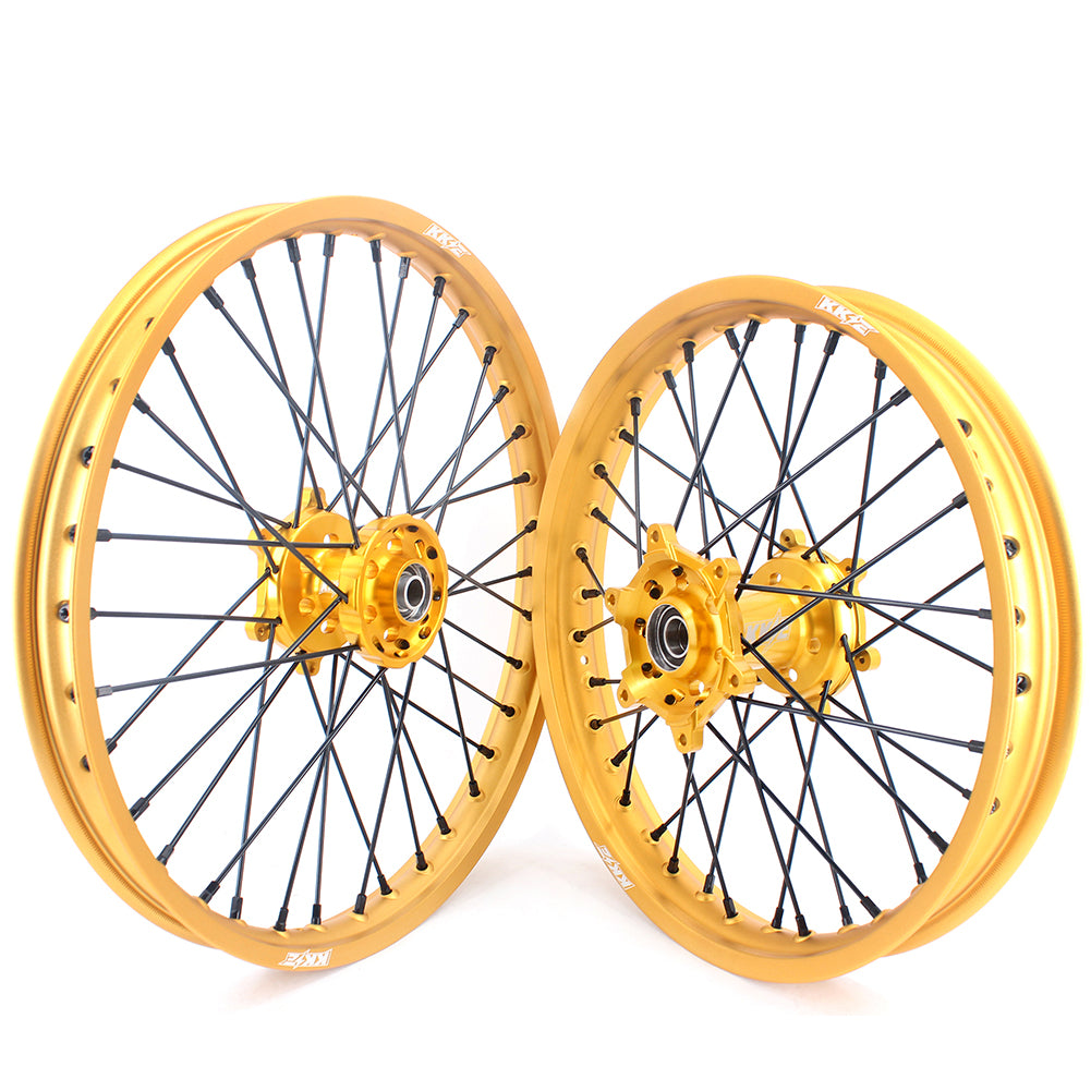 KKE 21 & 19 MX Gold Wheels for Suzuki RM125 RM250 1996-2000 Black Spoke
