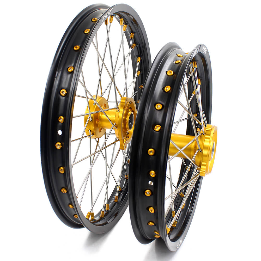 KKE 19/16 RM80 RM85 1993-2017 KID WHEELS RIMS SET FOR SUZUKI GOLD ALLOY NIPPLE - KKE Racing