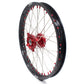 KKE 21/19 SPOKED MX WHEELS RIMS SET FOR SUZUKI RMZ250 07-19 RMZ450 05-19 RED ALLOY NIPPLE SILVER SPOKE - KKE Racing