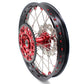 KKE 21/19 SPOKED MX WHEELS RIMS SET FOR SUZUKI RMZ250 07-19 RMZ450 05-19 RED ALLOY NIPPLE SILVER SPOKE - KKE Racing