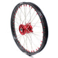 KKE 21/19 SPOKED MX WHEELS RIMS SET FOR SUZUKI RMZ250 07-19 RMZ450 05-19 RED ALLOY NIPPLE SILVER SPOKE - KKE Racing