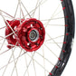 KKE 21/19 SPOKED MX WHEELS RIMS SET FOR SUZUKI RMZ250 07-19 RMZ450 05-19 RED ALLOY NIPPLE SILVER SPOKE - KKE Racing