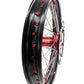 KKE 21/19 SPOKED MX WHEELS RIMS SET FOR SUZUKI RMZ250 07-19 RMZ450 05-19 RED ALLOY NIPPLE SILVER SPOKE - KKE Racing