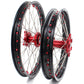 KKE 21/19 SPOKED MX WHEELS RIMS SET FOR SUZUKI RMZ250 07-19 RMZ450 05-19 RED ALLOY NIPPLE SILVER SPOKE - KKE Racing