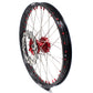 KKE 21/19 SPOKED MX WHEELS RIMS SET FOR SUZUKI RMZ250 07-19 RMZ450 05-19 RED ALLOY NIPPLE SILVER SPOKE - KKE Racing