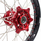 KKE 21/19 SPOKED MX WHEELS RIMS SET FOR SUZUKI RMZ250 07-19 RMZ450 05-19 RED ALLOY NIPPLE SILVER SPOKE - KKE Racing