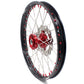 KKE 21/19 SPOKED MX WHEELS RIMS SET FOR SUZUKI RMZ250 07-19 RMZ450 05-19 RED ALLOY NIPPLE SILVER SPOKE - KKE Racing