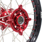 KKE 21/19 SPOKED MX WHEELS RIMS SET FOR SUZUKI RMZ250 07-19 RMZ450 05-19 RED ALLOY NIPPLE SILVER SPOKE - KKE Racing