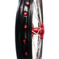 KKE 21/19 SPOKED MX WHEELS RIMS SET FOR SUZUKI RMZ250 07-19 RMZ450 05-19 RED ALLOY NIPPLE SILVER SPOKE - KKE Racing