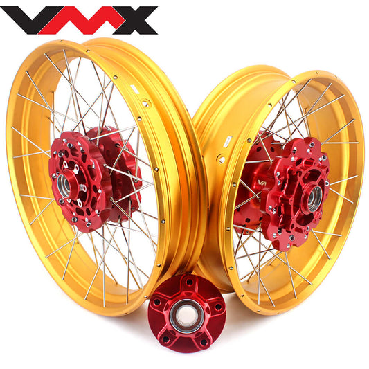 VMX 21/18 Tubeless Rims Fit Honda Africa Twin CRF1000L 2016-2020 Red Hubs Gold Rims