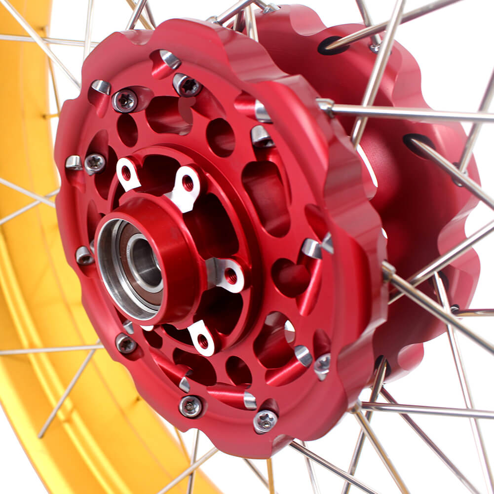 VMX-Racing 21/18 Tubeless Rims Fit Honda Africa Twin CRF1000L 2016-2020 Red Hub & Gold Rim