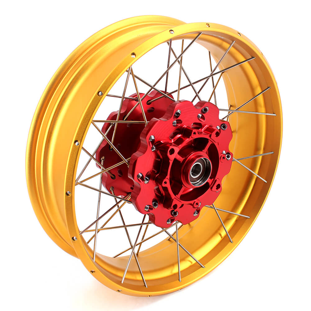 VMX-Racing 21/18 Tubeless Rims Fit Honda Africa Twin CRF1000L 2016-2020 Red Hub & Gold Rim