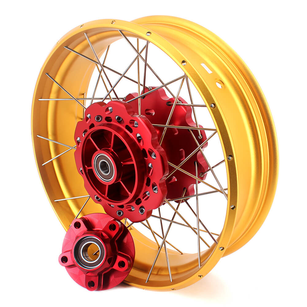 VMX-Racing 21/18 Tubeless Rims Fit Honda Africa Twin CRF1000L 2016-2020 Red Hub & Gold Rim