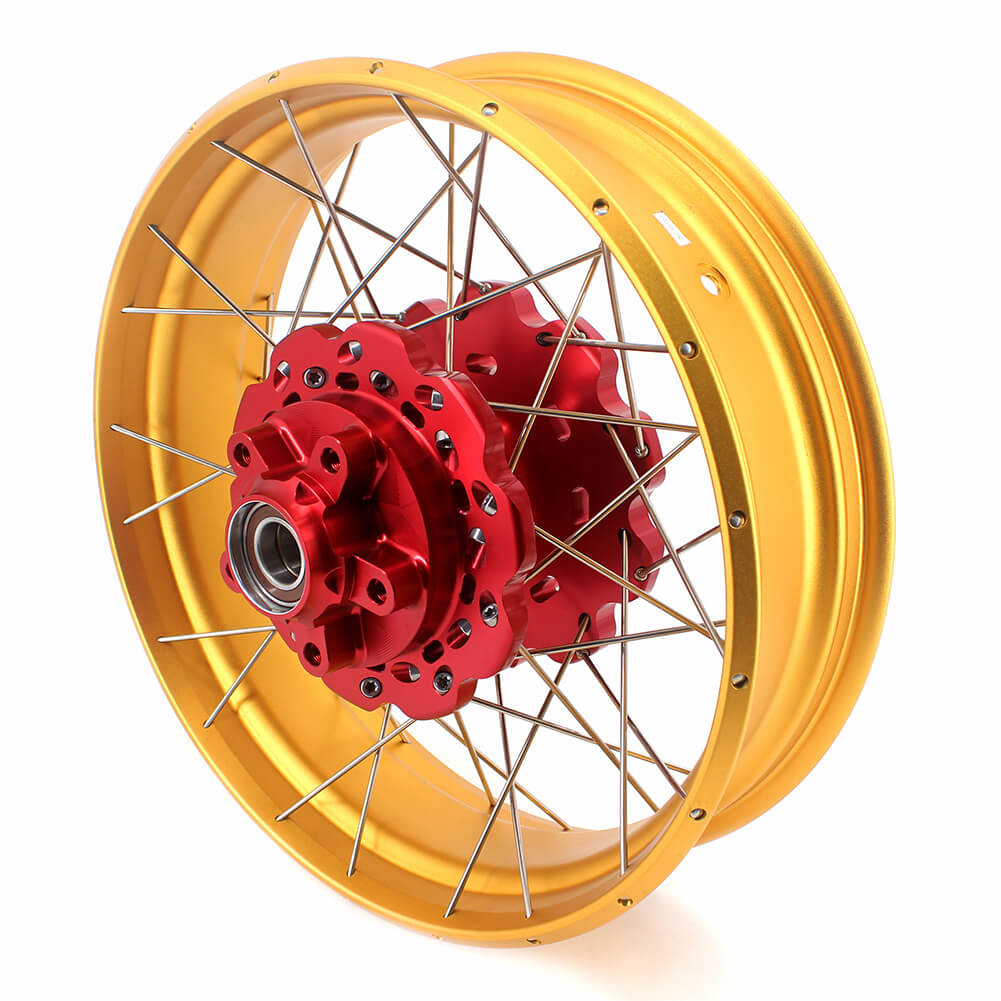 VMX-Racing 21/18 Tubeless Rims Fit Honda Africa Twin CRF1000L 2016-2020 Red Hub & Gold Rim