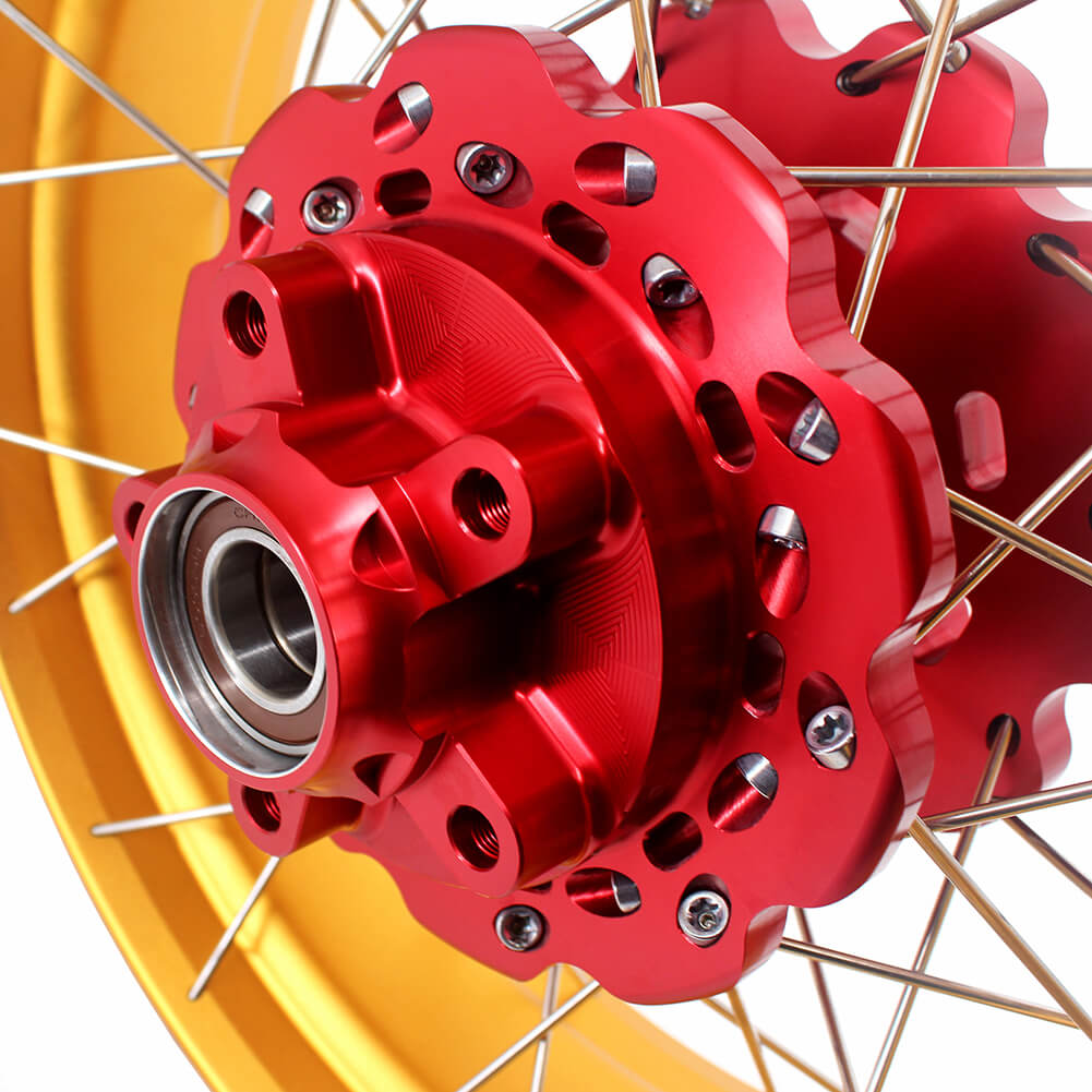 VMX-Racing 21/18 Tubeless Rims Fit Honda Africa Twin CRF1000L 2016-2020 Red Hub & Gold Rim