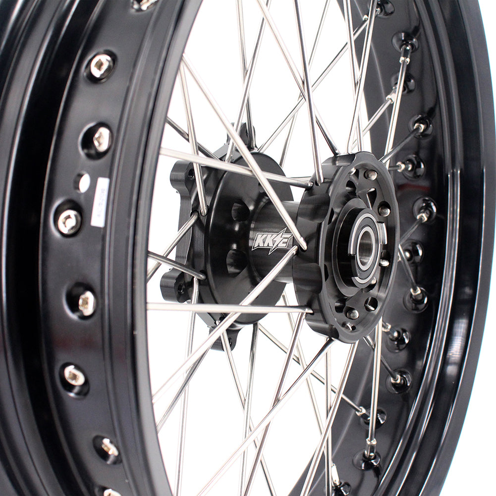 KKE 3.5 & 5.0 17 Inch Wheels for Yamaha WR250F 2001 WR450F 2003-2018 Black