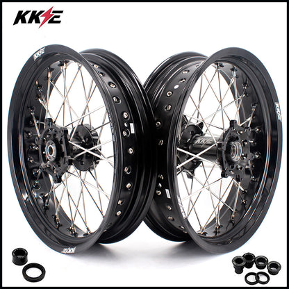 KKE 3.5 & 5.0 17 Inch Wheels for Yamaha WR250F 2001 WR450F 2003-2018 Black