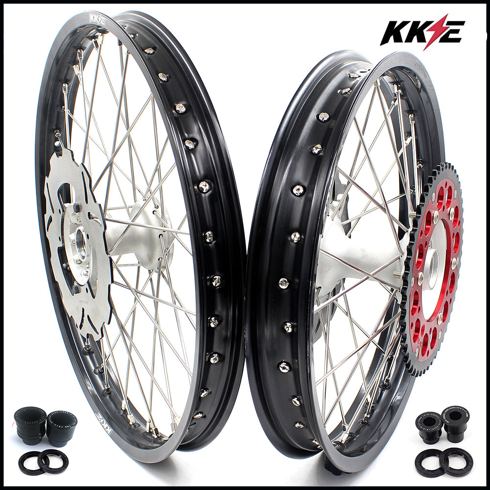 KKE 21 & 19 Casting MX Rims for Honda XR400R 96-04 XR600R 91-2000 240MM/220MM Disc Silver&Black