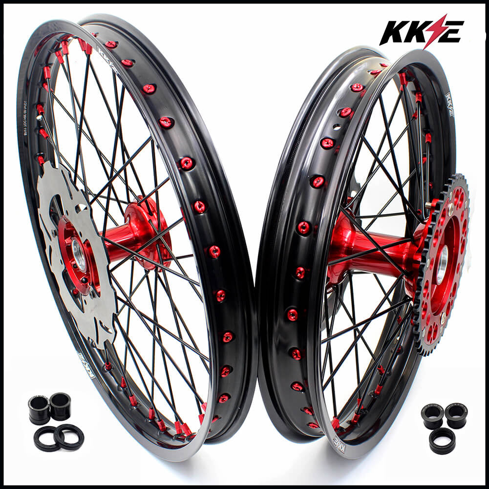 KKE 21 & 19 Cast Wheels for HONDA CR125R 96-97 CR250R 1996 CR500R 96-01 Black Spoke Disc