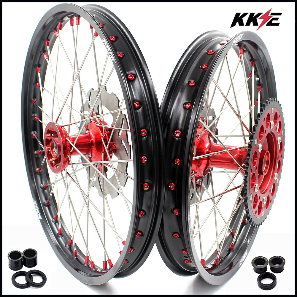KKE 21&18 21&19 Casting Wheels for HONDA CR125R 1995-1997 CR250R 1995-1996 Disc Red Nipples