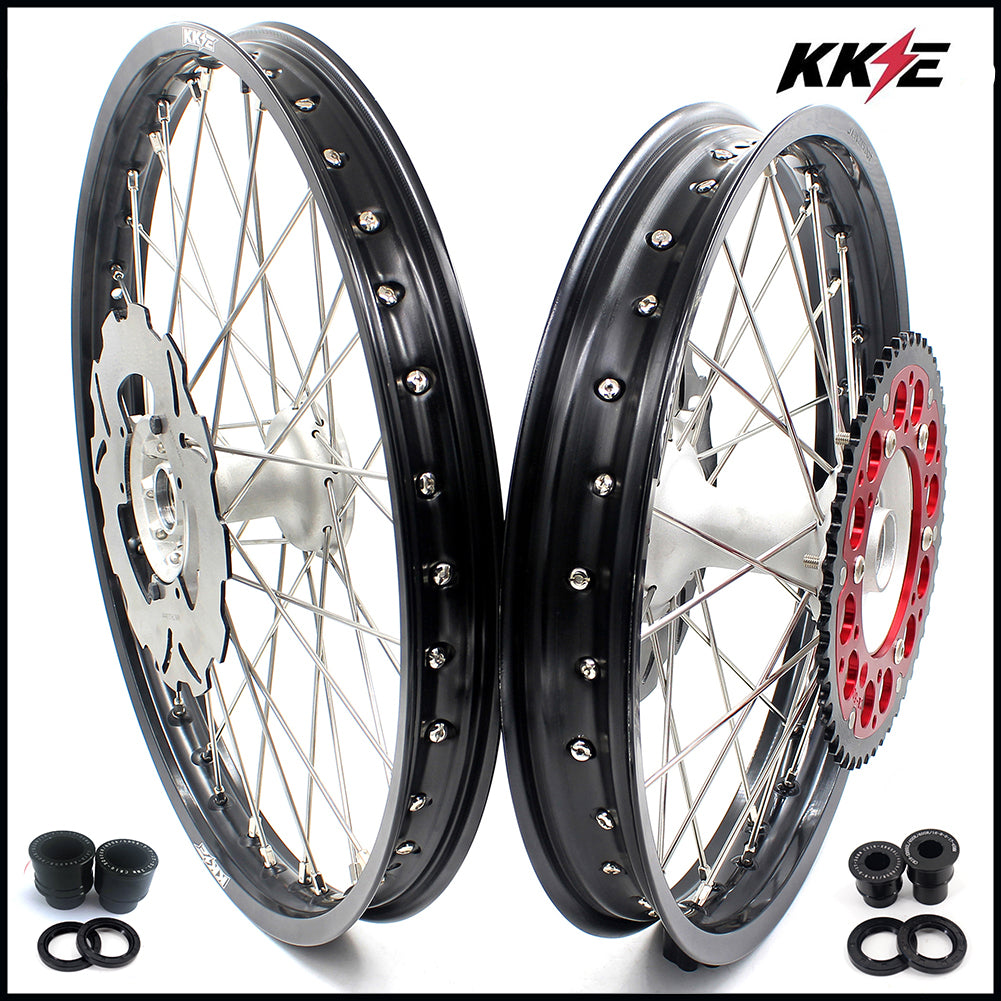 KKE 21 & 19 Casting MX Rims for Honda XR650R 2000-2008 240MM/240MM Disc Silver&Black