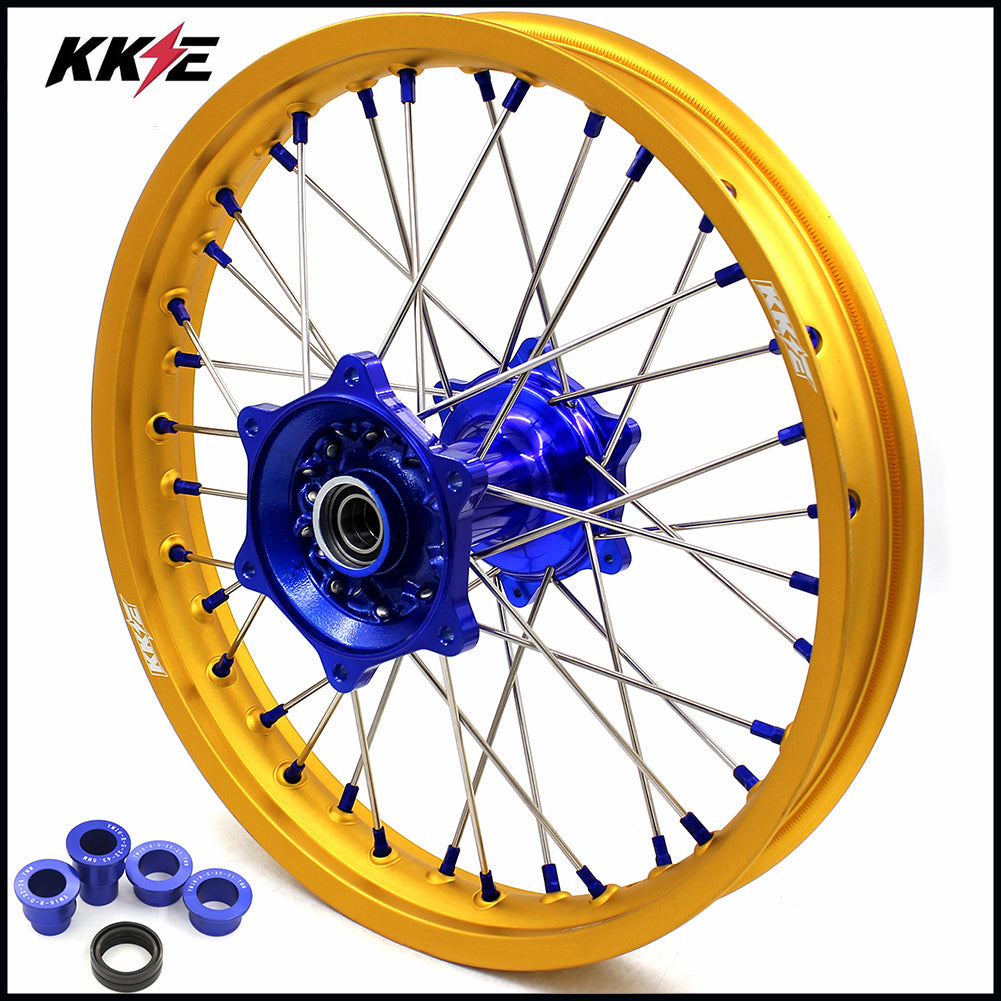 KKE 2.15*19 Casting Rear Wheel for Yamaha YZ125 YZ250 1999-2020 YZ250F 2001-2020 YZ450F 2003 Blue Hub Gold Rim