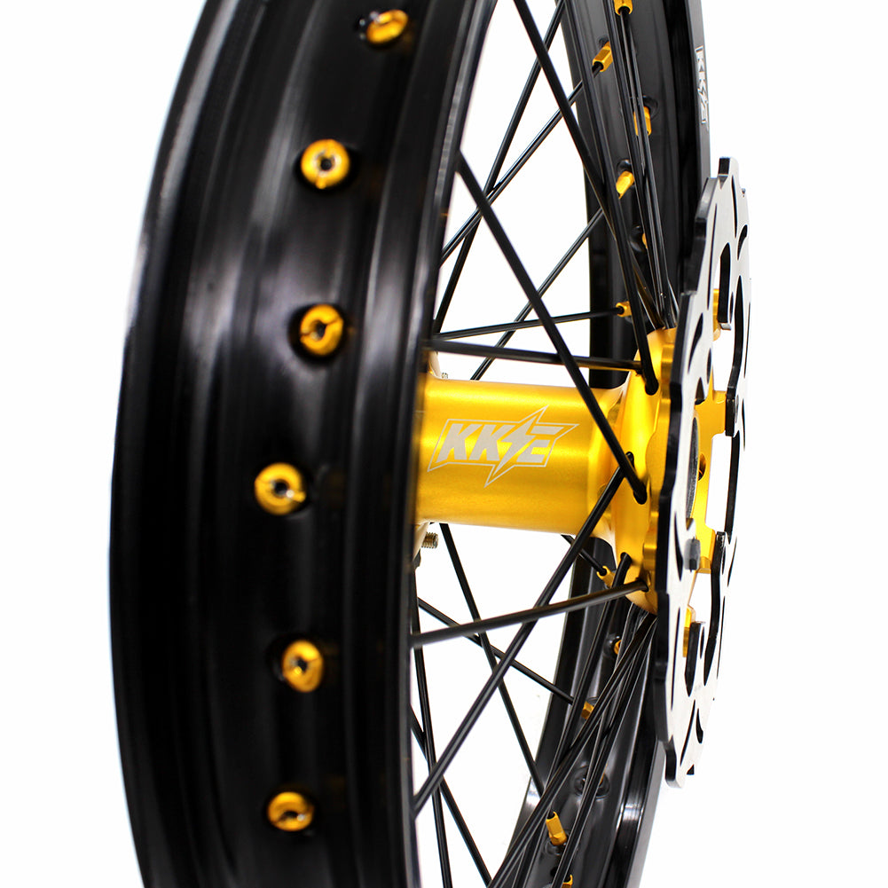 KKE 21"&19" Mx Diretibke Wheels For YAMAHA YZ125/250 1999-2016 YZ250F/450F 2003-2015 Black Spokes With Disc