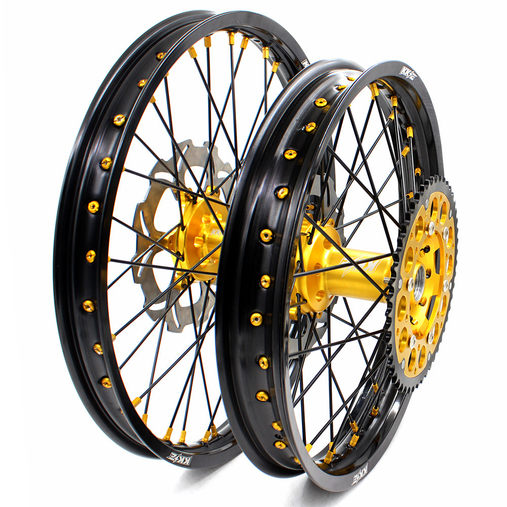 KKE 21" & 19" Mx Diretibke Wheels For YAMAHA YZ125/250 1999-2016 YZ250F/450F 2003-2015 Black Spokes With Disc