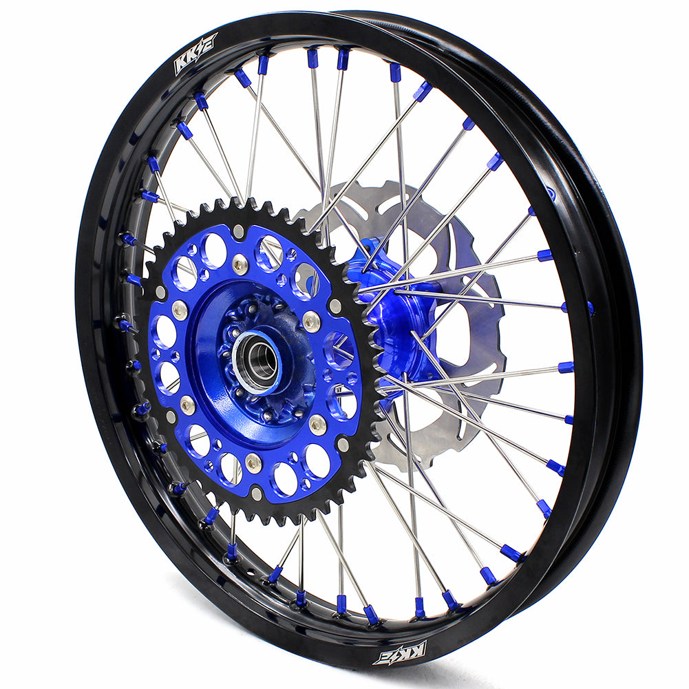 KKE 21"&19" Mx Dirtbike Casting Wheels For YAMAHA YZ125 YZ250 1999-2016 YZ250F YZ450F 2003-2015 Blue Nipples With Disc
