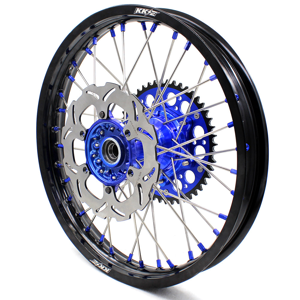KKE 21"&19" Mx Dirtbike Casting Wheels For YAMAHA YZ125 YZ250 1999-2016 YZ250F YZ450F 2003-2015 Blue Nipples With Disc