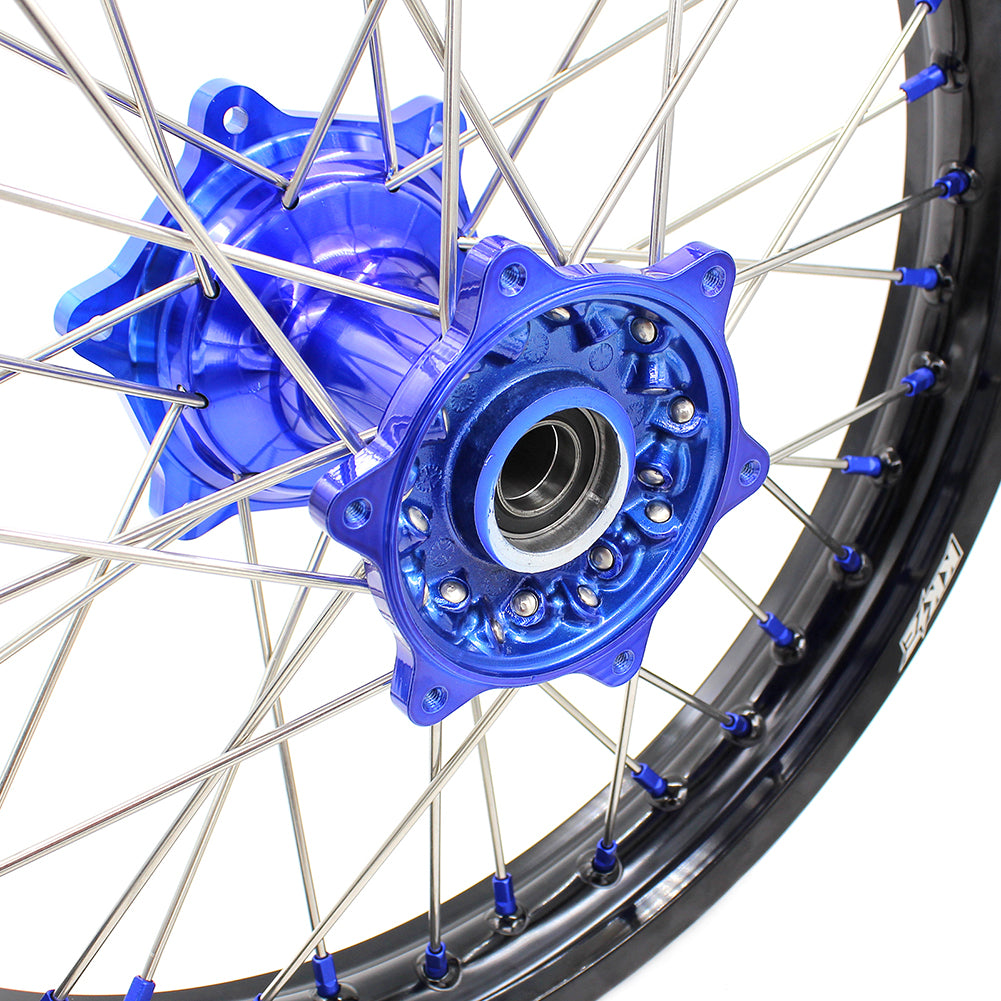 KKE 21"&18" Enduro Dirtbike Wheels For YAMAHA YZ125 YZ250 YZ250F YZ450F Blue Nipples