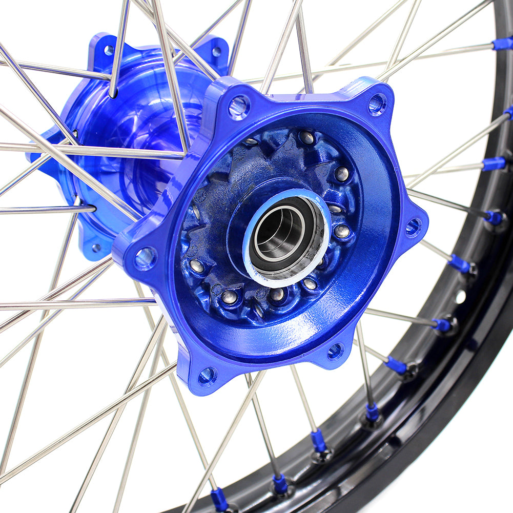 KKE 21"&18" Enduro Dirtbike Wheels For YAMAHA YZ125 YZ250 YZ250F YZ450F Blue Nipples